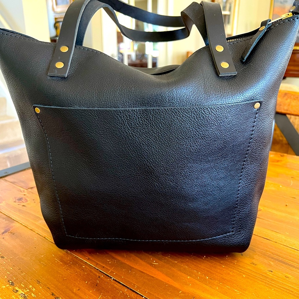 Portland Leather Medium Pebbled Black Leather Tote - new, never carried!